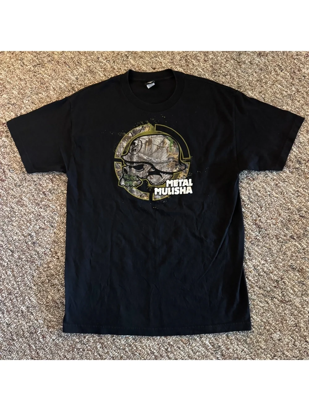Men’s Metal Mulisha Y2K Camo Skull Short Sleeve Graphic T-Shirt Size Large